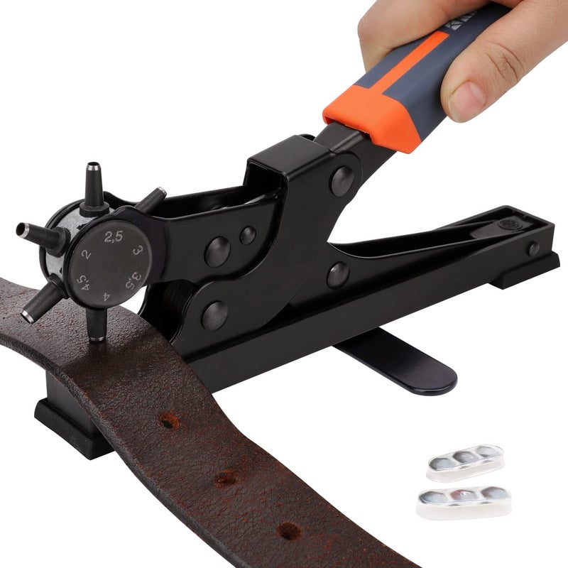 KingTool Desktop Leather Hole Punch Set, Super Heavy Duty Rotary Puncher, Multi Hole Sizes Maker Tool, Make Hole Punch Easier - Image 1